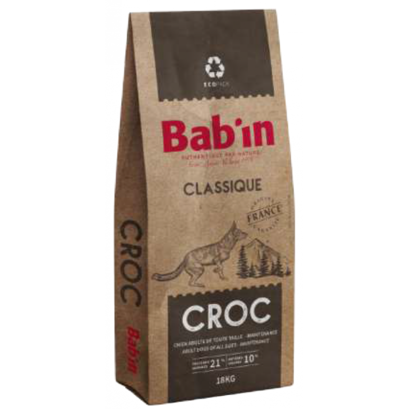 Croquettes Bab'in Classique Croc – Aliment complet économique pour chiens adultes - 18kg