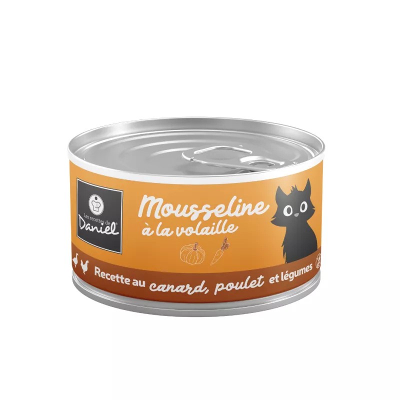 Les recettes de Daniel - Mousseline au canard, poulet et légumes 85g Les recettes de Daniel - Mousseline au canard, poulet et légumes 85g