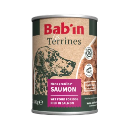 Terrine Chien Bab'in Saumon 400g - Monoprotéine, Sans Céréales
