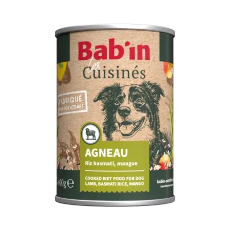 Terrine Cuisinée Chien Bab'in Agneau 400g - Riz Basmati & Mangue