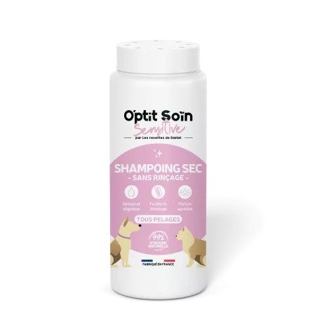 Shampoing Sec Poudre O'Ptit Soin 150g Chat Chien 99% Naturel Sans Rinçage