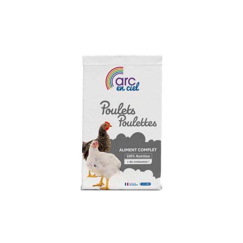 Aliment Miettes Poulet Poulette Nature Arc en Ciel 20kg - Sans OGM