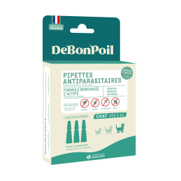 Pipettes Antiparasitaires Grand Chat (+5kg) DEBONPOIL - Naturel