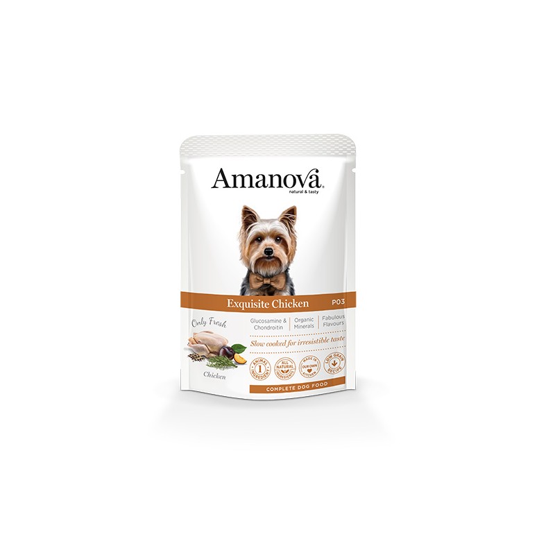 Sachet Amanova Chien Poulet Sans Céréales 100g - Riche en Frais