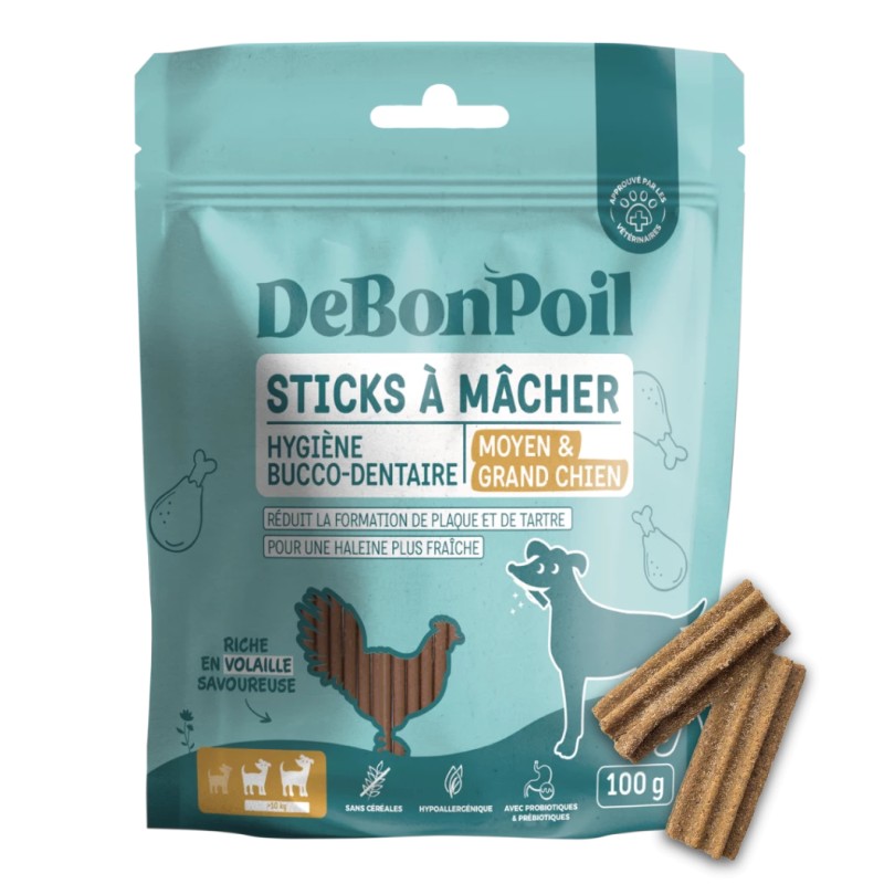 Sticks à Mâcher DeBonPoil Volaille – Hygiène Dentaire Chien