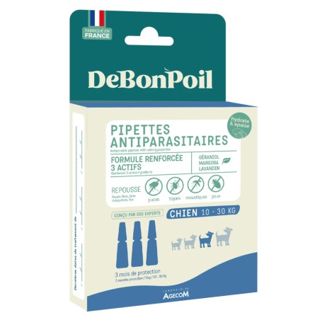 Pipettes Antiparasitaires DeBonPoil Chien 3 Pipettes – Protection 3 Mois