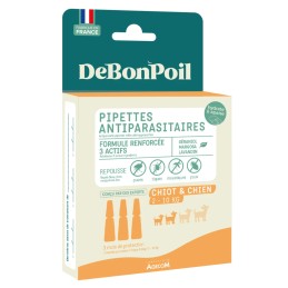 Pipettes Antiparasitaires DeBonPoil Chien 3 Pipettes – Protection 3 Mois